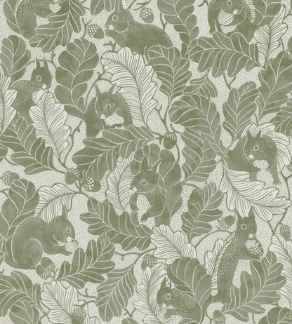 Oak Tree Tails Wallpaper by Langelid Von Bromssen Olive