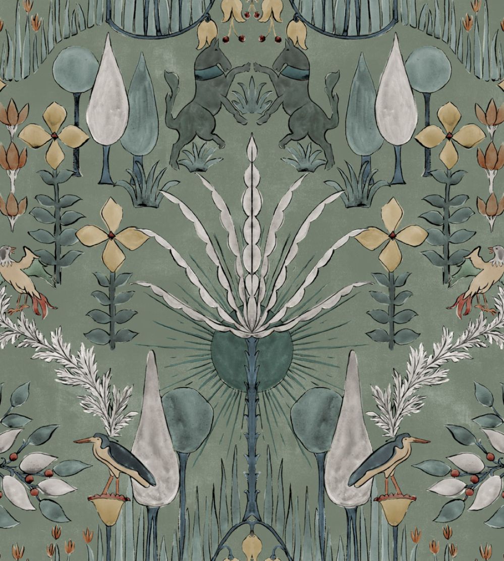 Oasis Villa Wallpaper by Coordonne Celadon