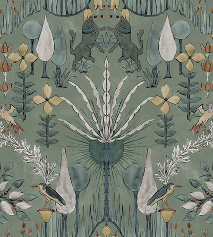 Oasis Villa Wallpaper by Coordonne Celadon