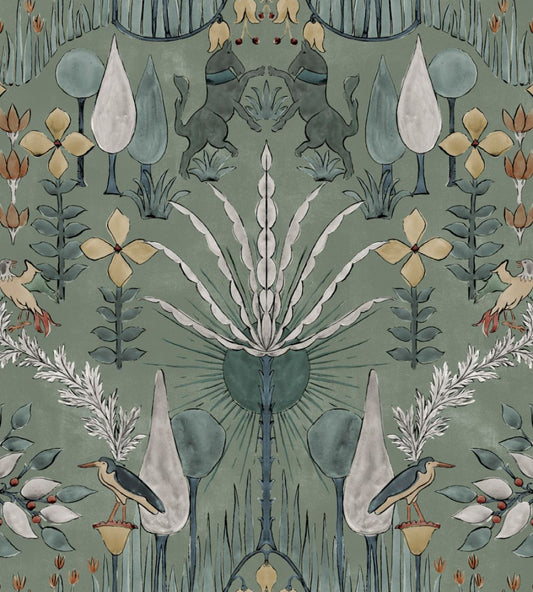 Oasis Villa Wallpaper by Coordonne Celadon