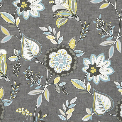 Octavia Charcoal/Chartreuse fabric by Clarke & Clarke