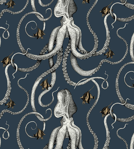 Octopoda Wallpaper by Josephine Munsey Deep Sea Blue