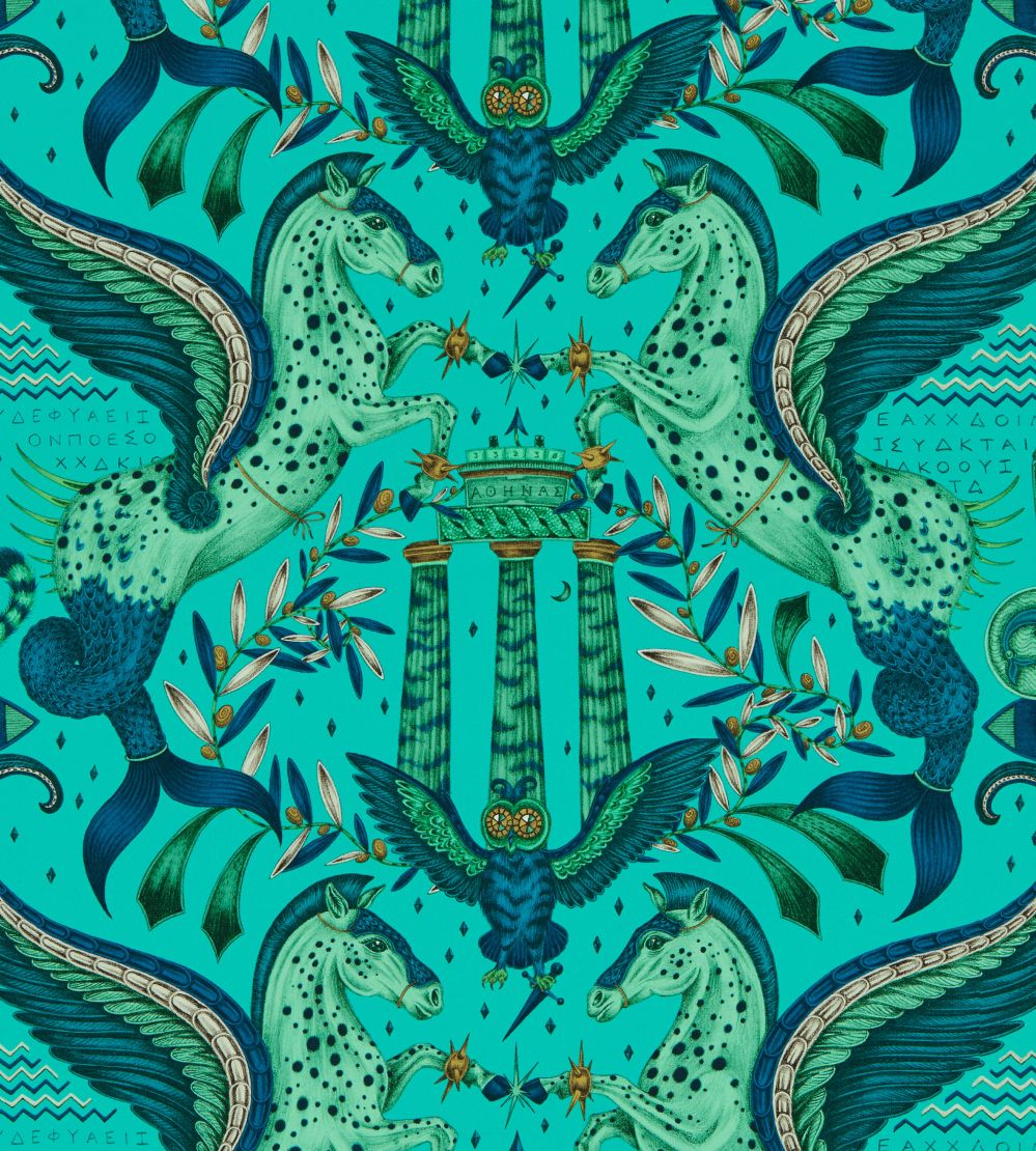Odyssey Mythos Wallpaper by Clarke & Clarke Peacock
