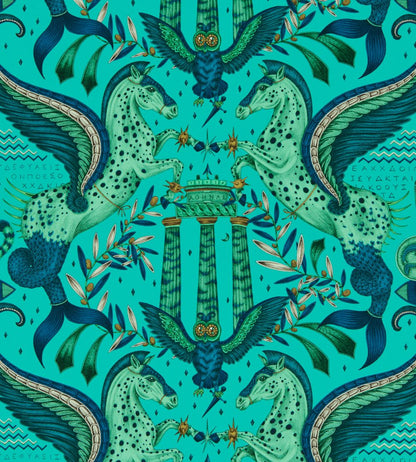 Odyssey Mythos Wallpaper by Clarke & Clarke Peacock