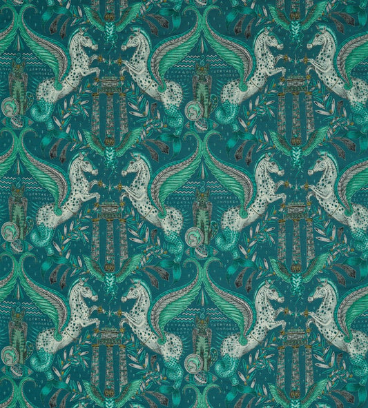 Odyssey Mythos Jacquard Fabric by Clarke & Clarke Olive