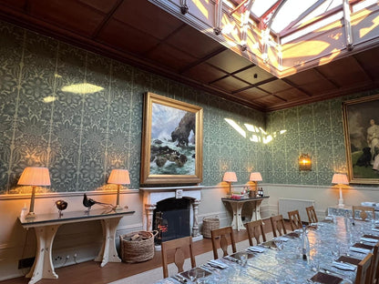 Old English Hand Block Wallpaper by Watts 1874 in Elton Green