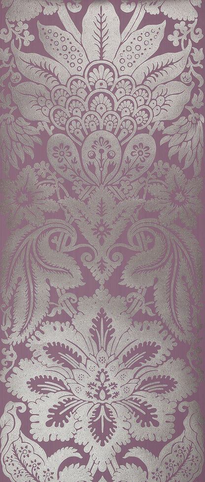 Old English Hand Block Wallpaper by Watts 1874 in Orchid Silver