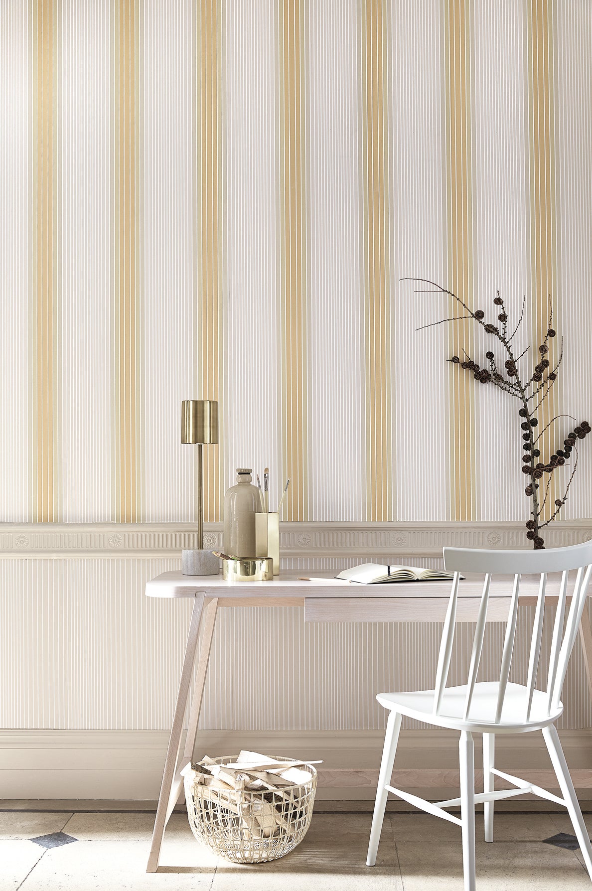 Ombré Stripe wallpaper by Little Greene in Lichen/Doric