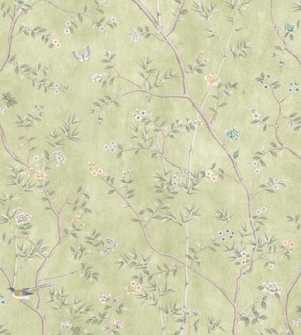 Chinoiserie Onism Mural by Woodchip & Magnolia Olive Green