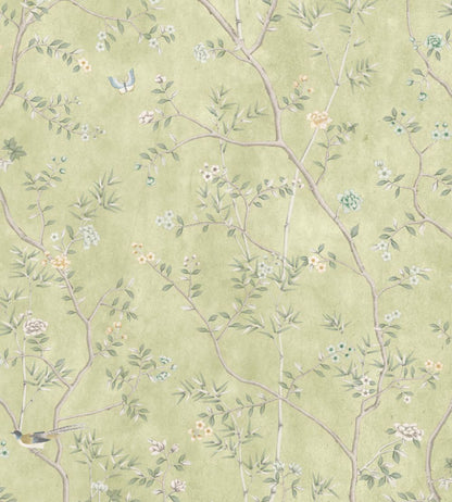 Chinoiserie Onism Mural by Woodchip & Magnolia Olive Green
