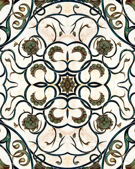 Organic Tile White, Green wallpaper by MINDTHEGAP