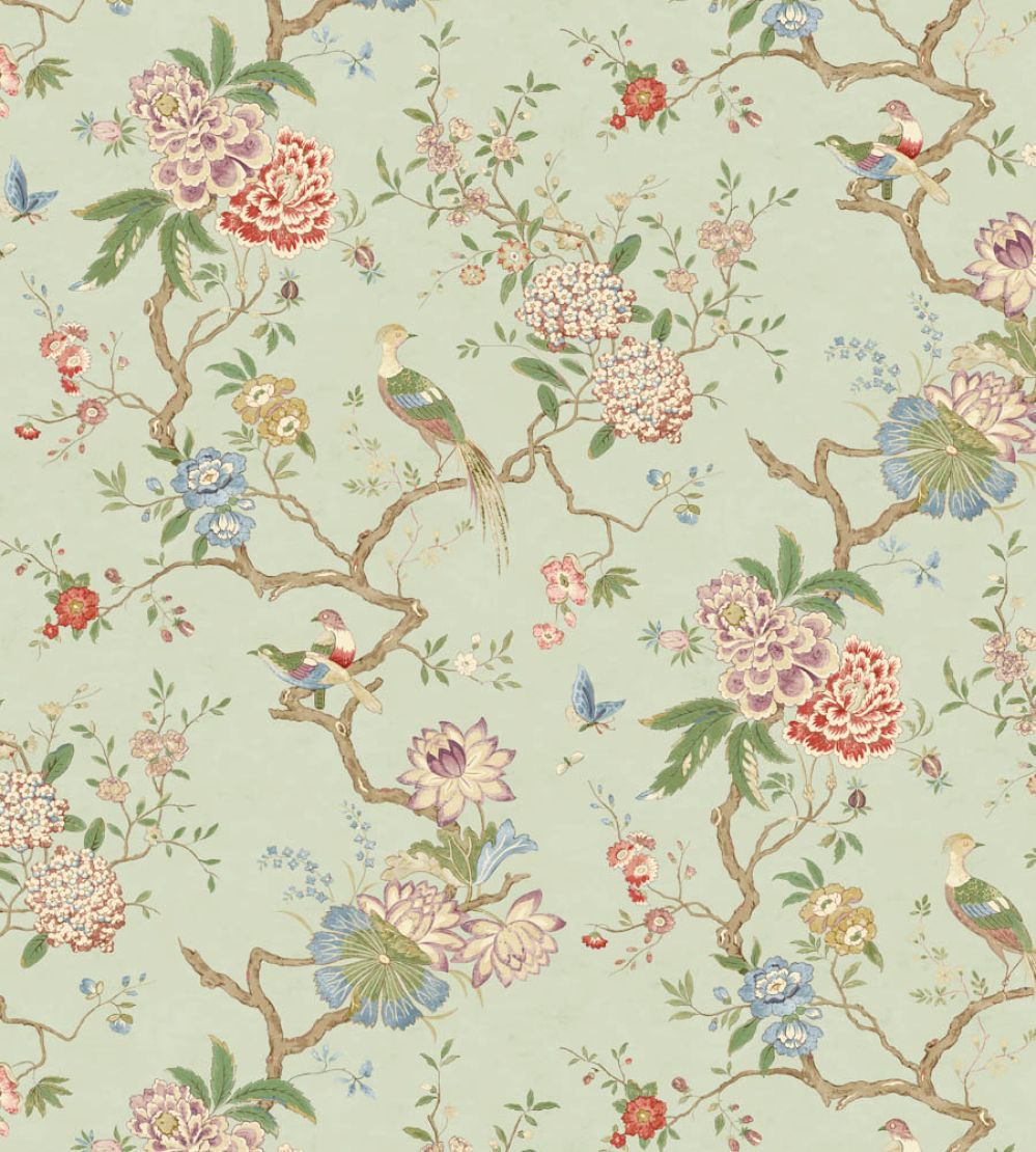 Oriental Bird Wallpaper by GP & J Baker Eau De Nil