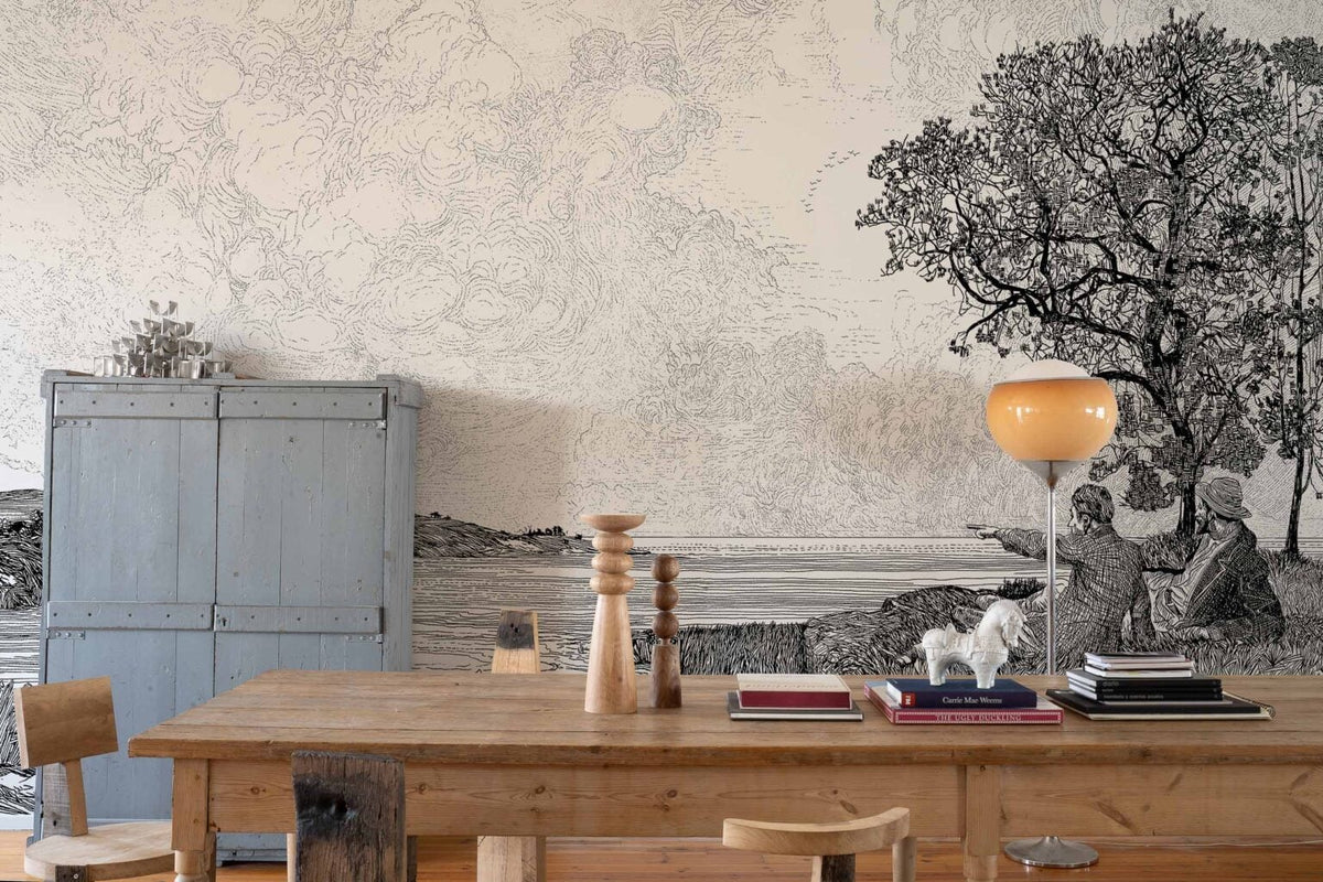 Orizzonte mural by Coordonné in No. 6500509, shown in a styled room