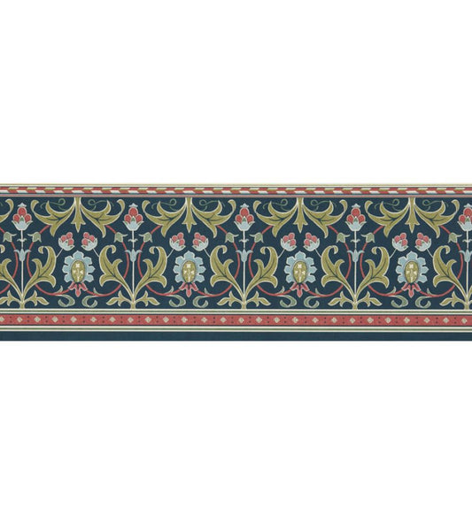 Ornamental Frieze Wallpaper by Morris & Co Indigo/Thyme