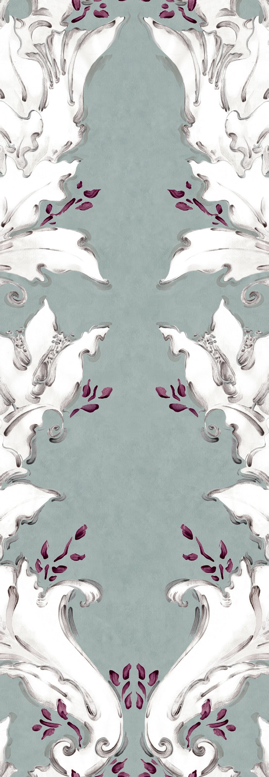 Ornamental wallpaper by Coordonné in Alga, flat pattern view