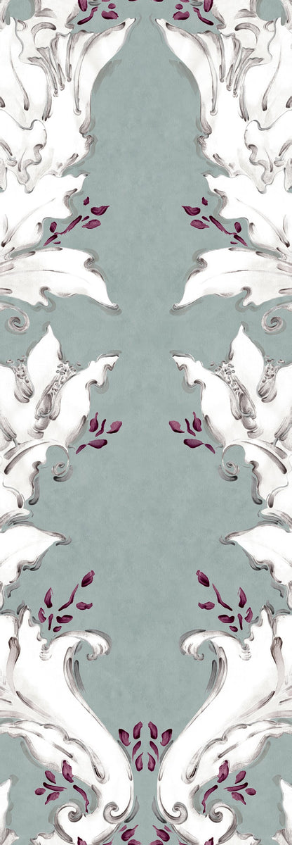 Ornamental wallpaper by Coordonné in Alga, flat pattern view