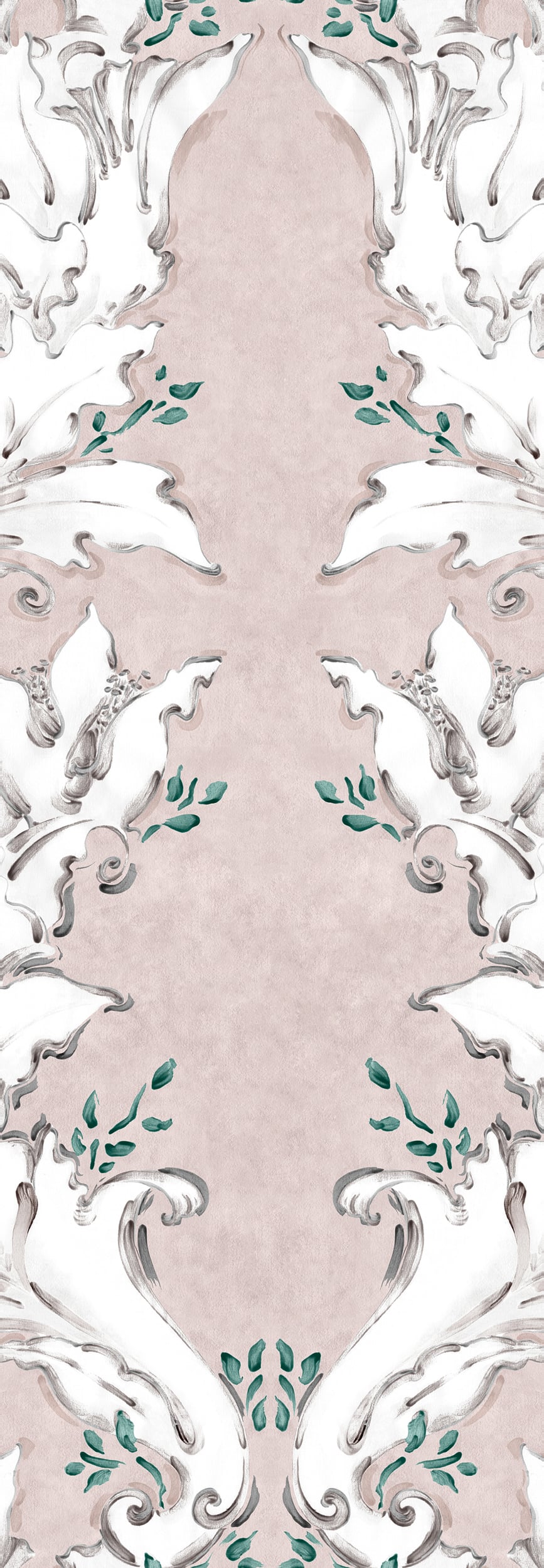 Ornamental wallpaper by Coordonné in Nude, flat pattern view