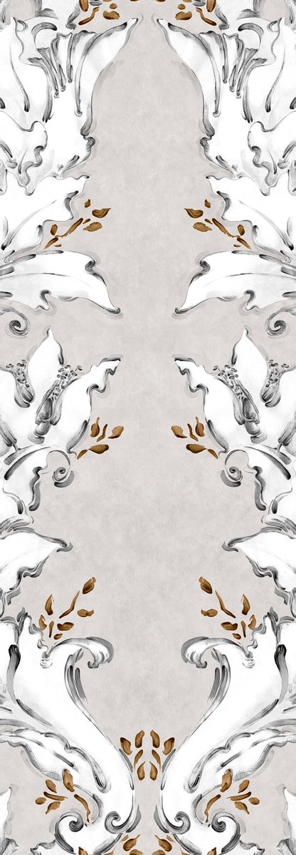 Ornamental wallpaper by Coordonné in Plata, flat pattern view