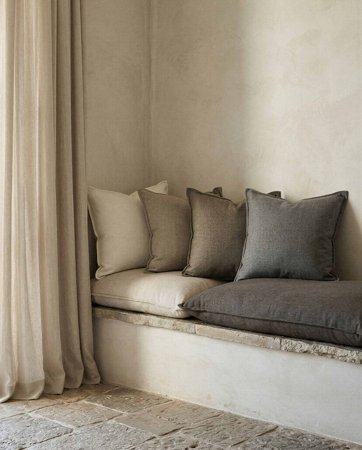 Oslo 300 fabric by Coordonné in Carbon, shown in a styled room