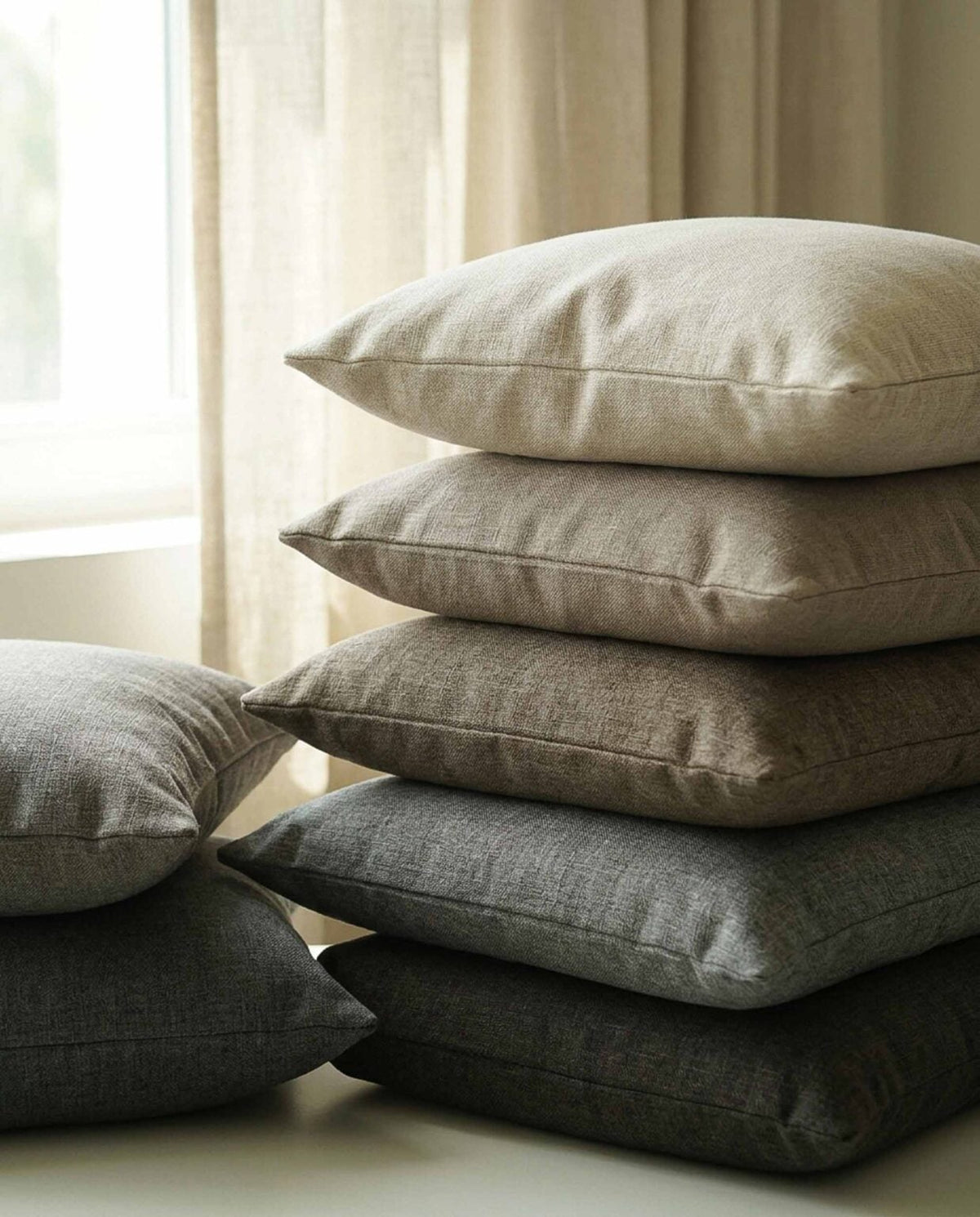 Oslo 300 fabric by Coordonné in Granite, shown in a styled room