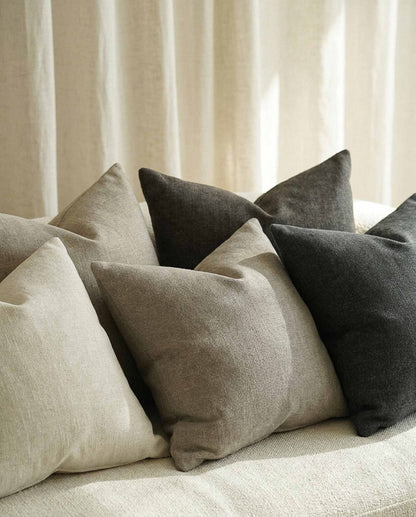 Oslo 300 fabric by Coordonné in Graphite, shown in a styled room