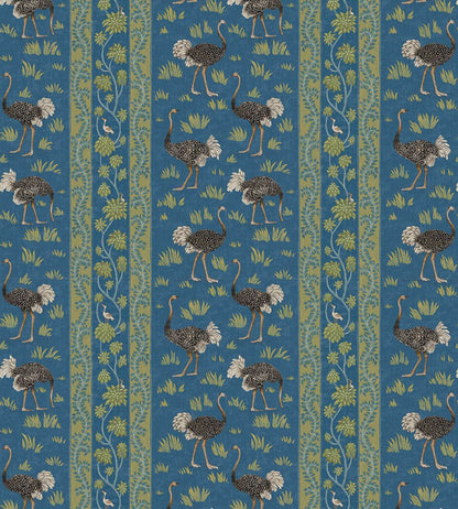 Ostrich Stripe Wallpaper by Josephine Munsey Bright Blue