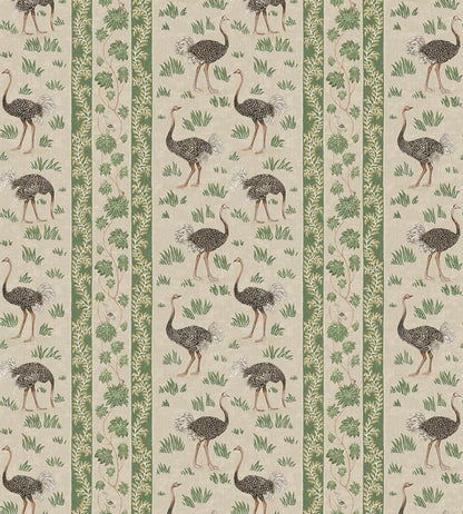 Ostrich Stripe Wallpaper by Josephine Munsey Khaki and Green