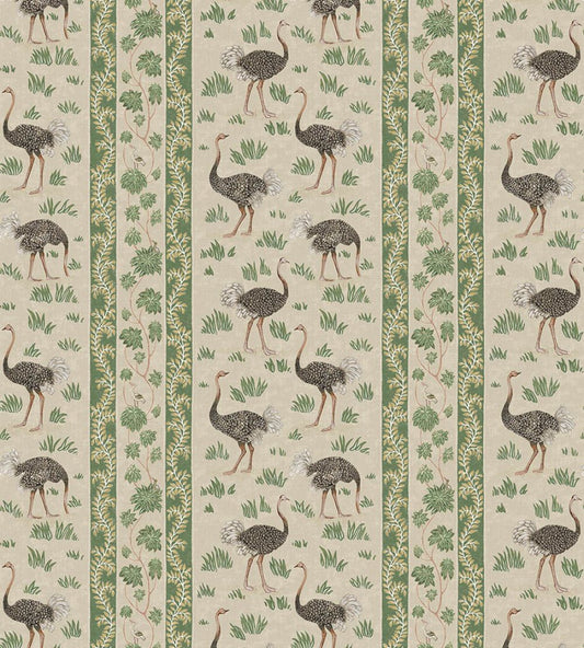 Ostrich Stripe Wallpaper by Josephine Munsey Khaki and Green