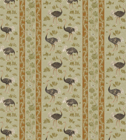 Ostrich Stripe Wallpaper by Josephine Munsey Olive and Orange