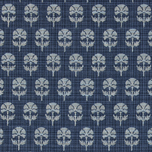 Ottoman Flower Woven Indigo fabric by Lisa Fine Textiles