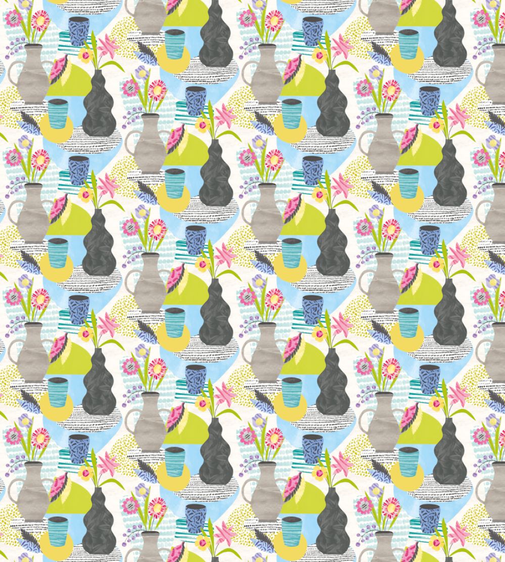 Pablo Wallpaper by Ohpopsi Chartreuse & Fog