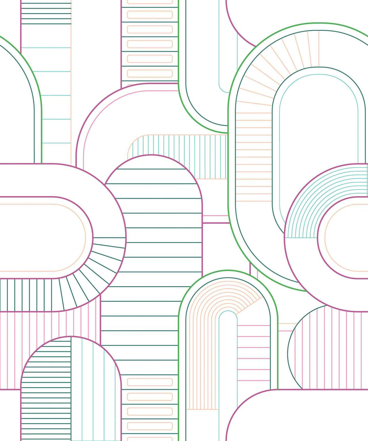 Pacífica wallpaper by Coordonné in 74, flat pattern view