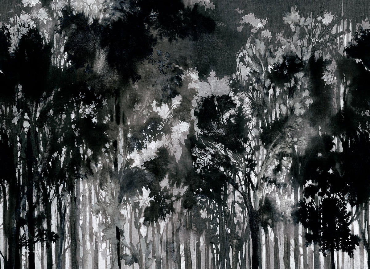 Painted Forest Black mural by Rebel Walls
