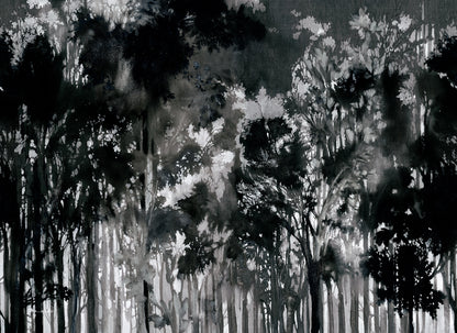 Painted Forest Black mural by Rebel Walls