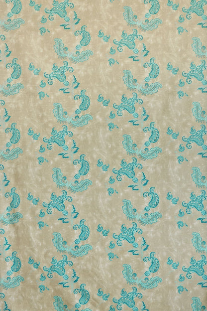Paisley Fabric by Barneby Gates Turquoise on Old Grey