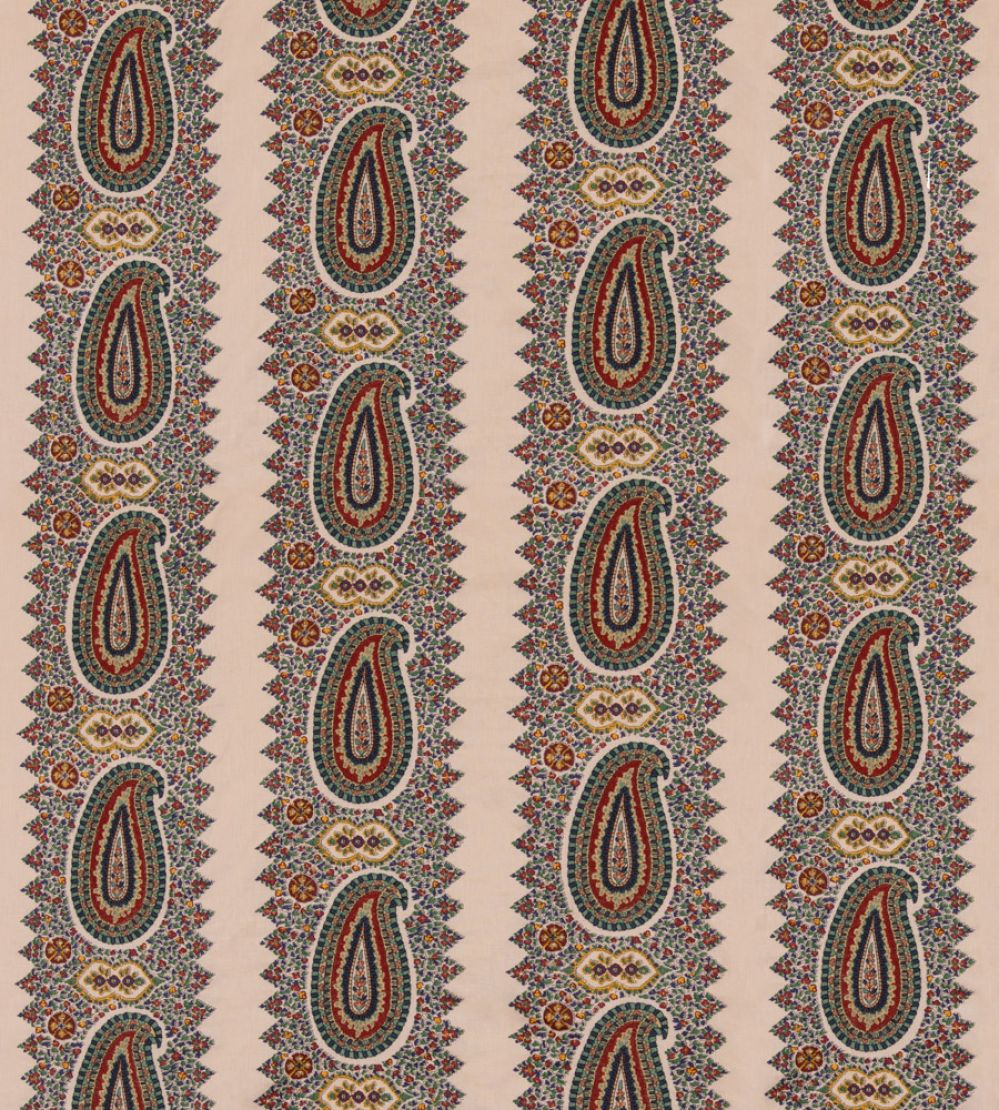 Paisley Stripe Fabric by Mulberry Home Indigo/Red