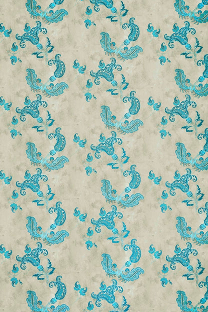 Paisley Wallpaper by Barneby Gates Turquoise on Old Grey