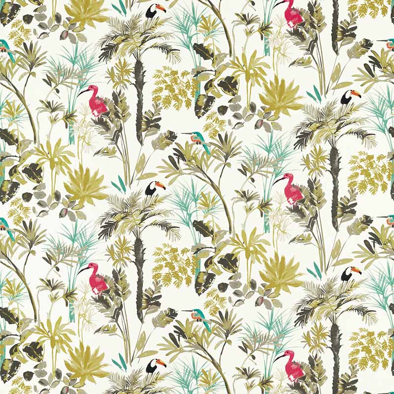 Palm Charcoal/Citron fabric by Clarke & Clarke
