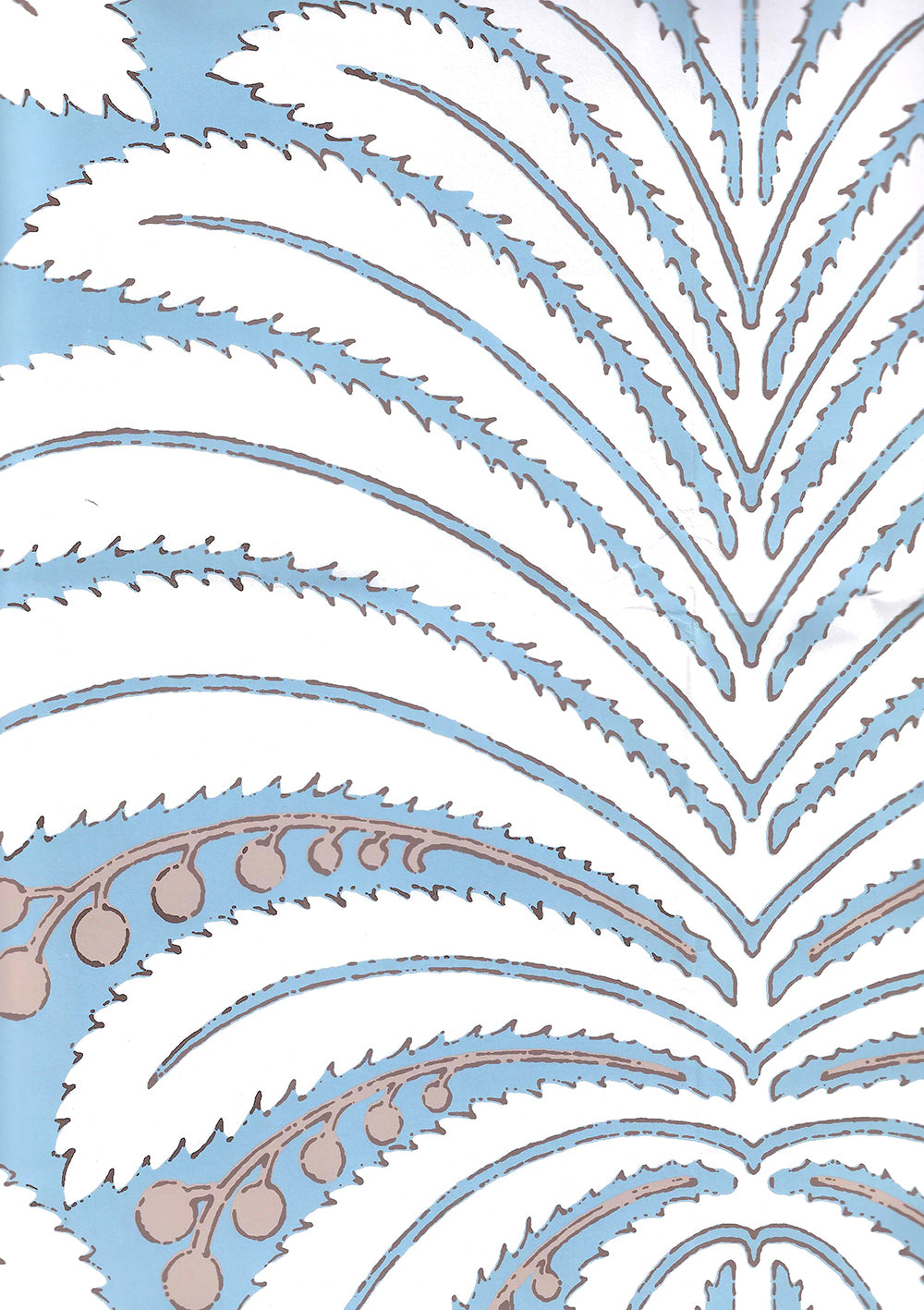 Palm Garden Cadet Blue / Hazelnut on Off-White wallpaper by Quadrille