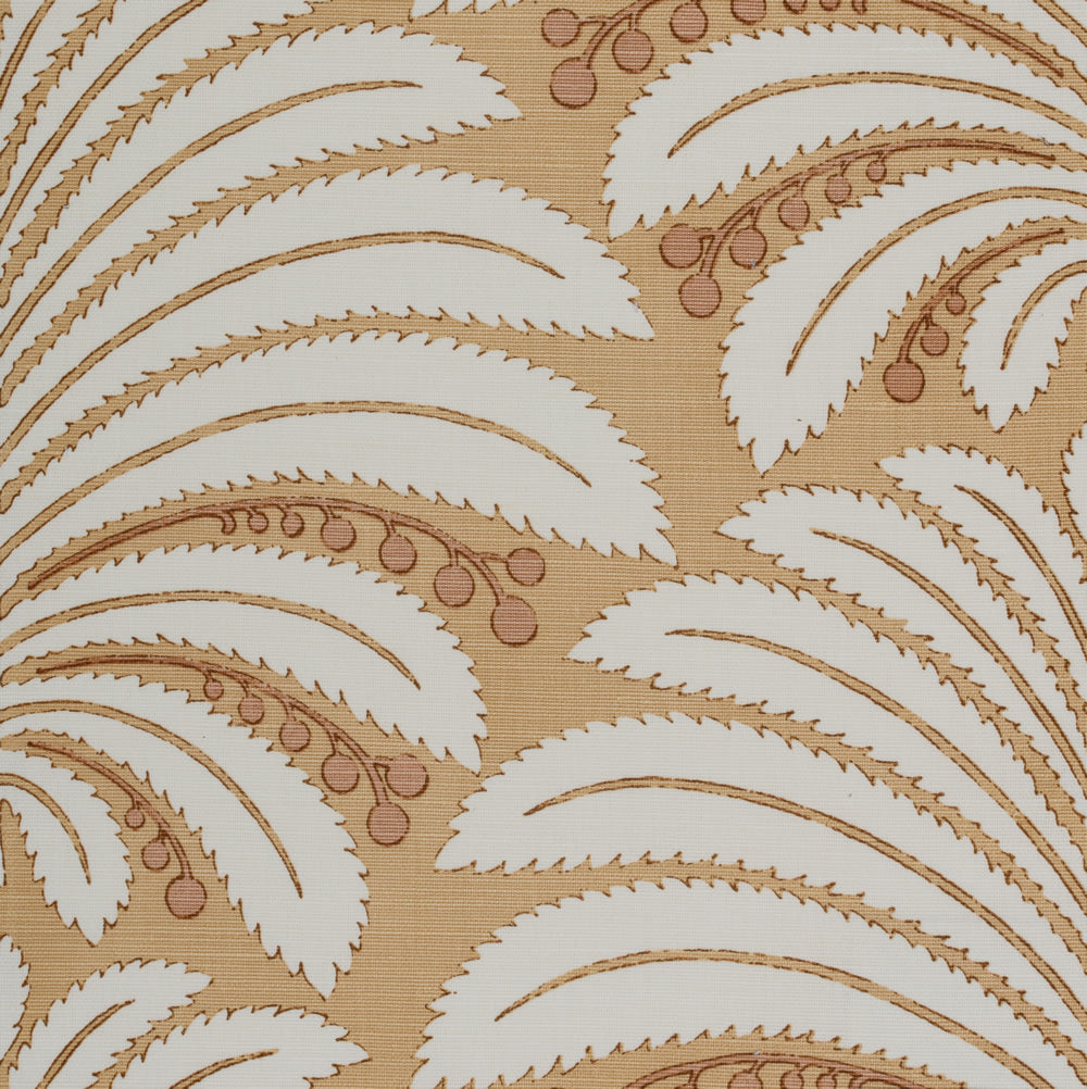 Palm Garden Beige / Hazelnut on Almost White wallpaper by Quadrille