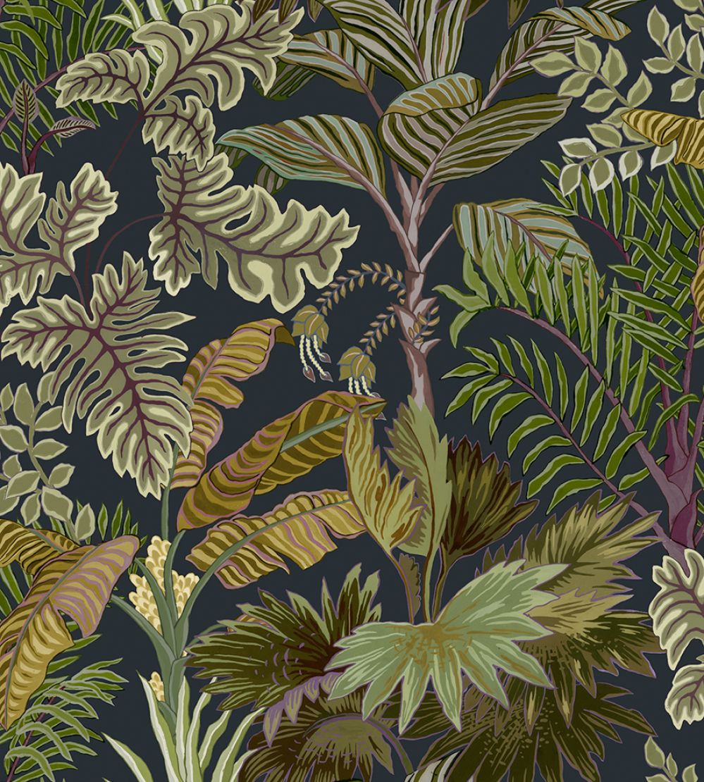 Palm Grove Wallpaper by Josephine Munsey Midnight and Green