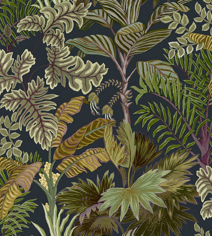 Palm Grove Wallpaper by Josephine Munsey Midnight and Green