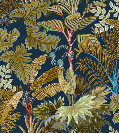 Palm Grove Wallpaper by Josephine Munsey Navy and Olive