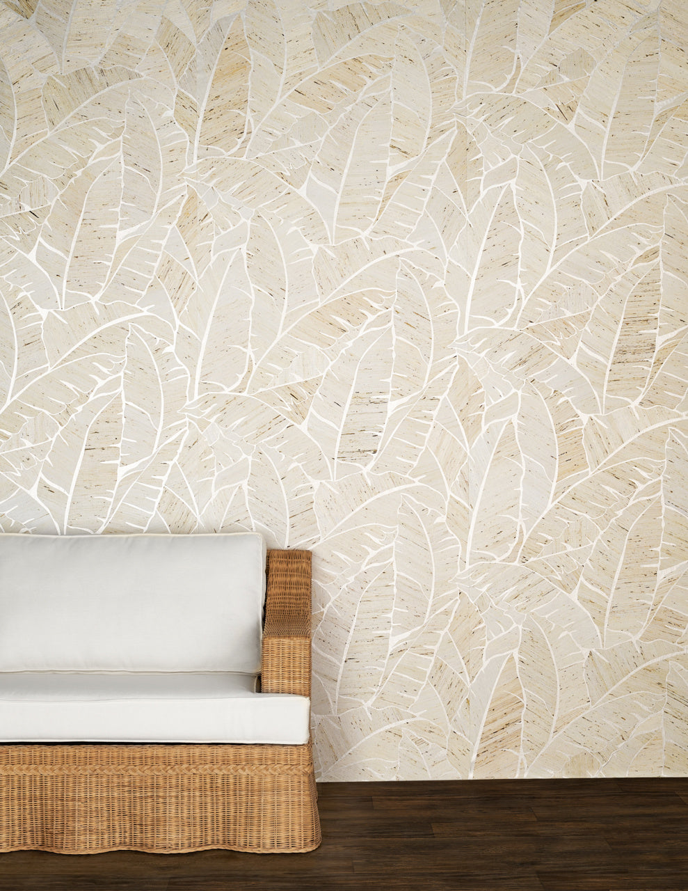 Palm Paradise Wallpaper by Phillip Jeffries in Golden Jungle, shown installed in a room setting