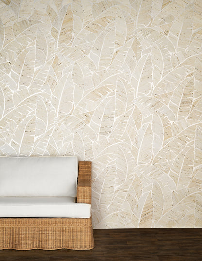 Palm Paradise Wallpaper by Phillip Jeffries in Golden Jungle, shown installed in a room setting