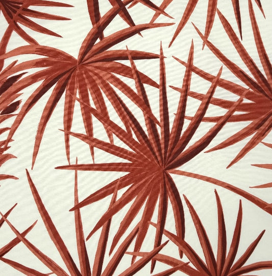 Palmetto Multi on Suncloth Corals on Cream fabric by China Seas