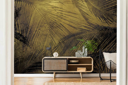 Palms mural by Coordonné in Extra Gold, shown in a styled room