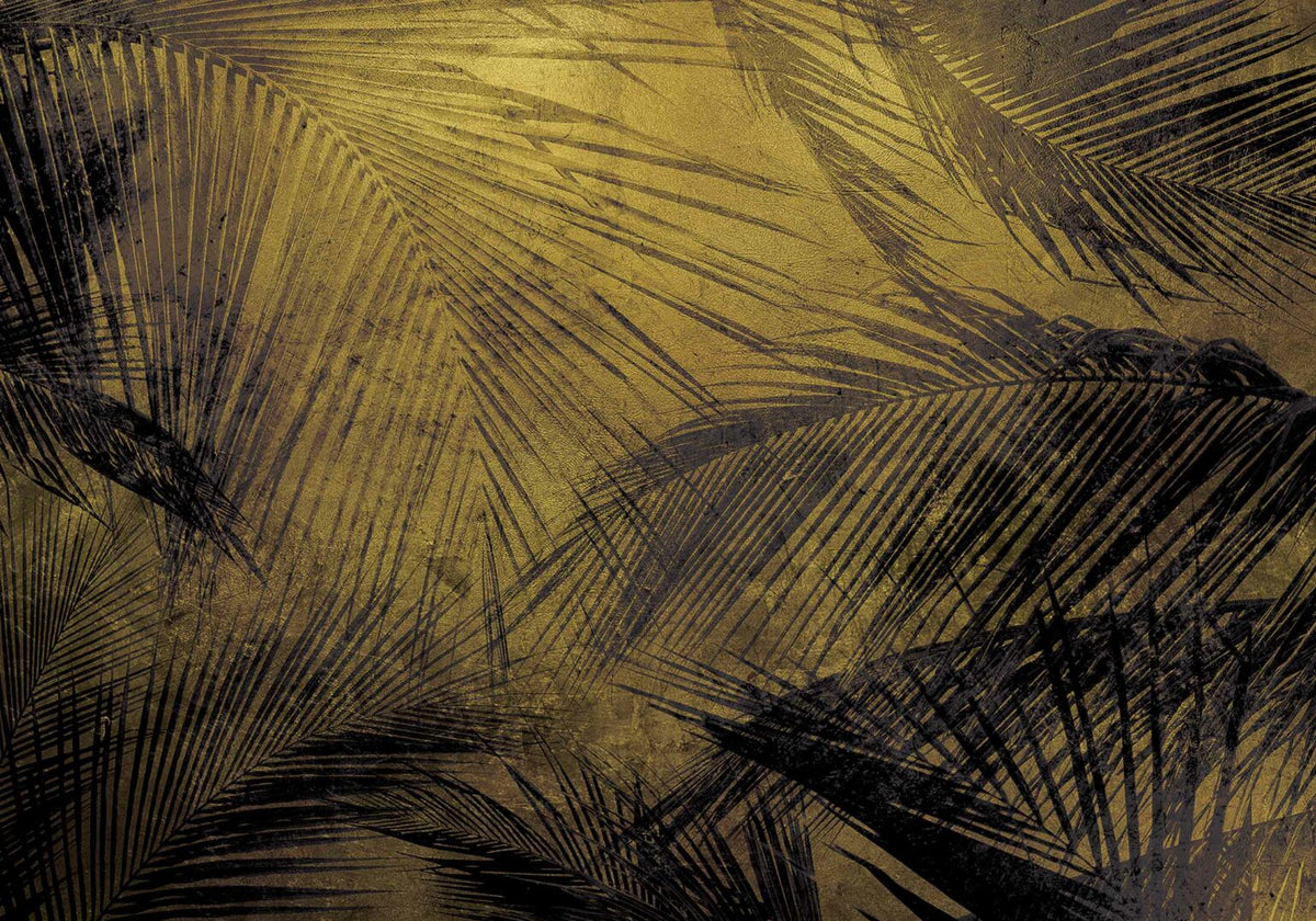 Palms mural by Coordonné in Extra Gold, flat pattern view