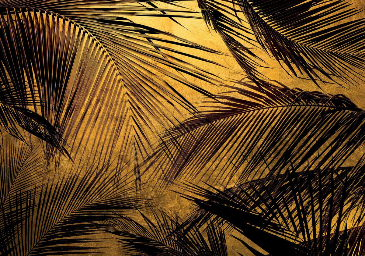 Palms mural by Coordonné in Gold, flat pattern view