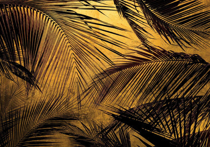 Palms mural by Coordonné in Gold, flat pattern view